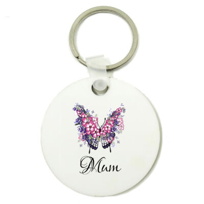 Mum Round Butterfly Keyring Thumbnail